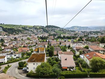 Aerial view of city against sky