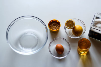 High angle view of drink on table