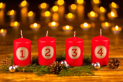 Close-up of illuminated christmas decorations