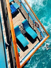 High angle view of boat in sea