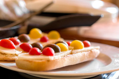 Close-up of dessert in plate on table