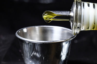 Close-up of drinking glass in water
