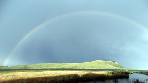 Scenic view of rainbow against sky