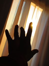 Silhouette person against sky during sunset