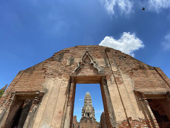 Low angle view of old building against sky