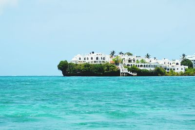 Scenic view of sea against clear sky