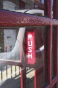 Close-up of telephone booth