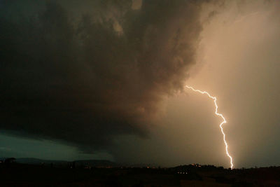 Lightning in sky at night