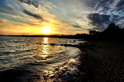 Scenic view of sunset over sea