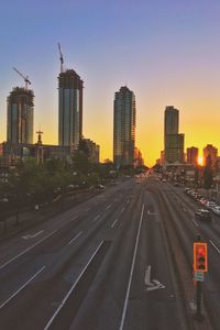 View of city at sunset