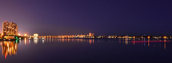 Illuminated city at night