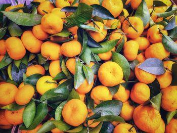 High angle view of fruits for sale at market stall