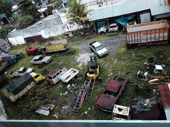 High angle view of city street