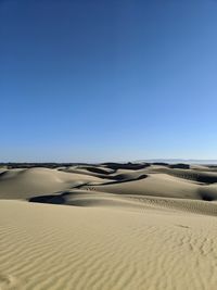 Scenic view of desert against clear blue sky