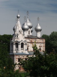 High angle view of built structures against sky
