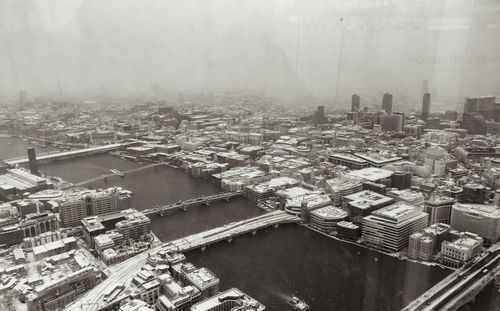 High angle view of buildings in city