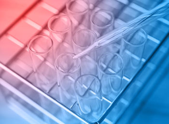 Close-up of chemicals in test tubes at laboratory