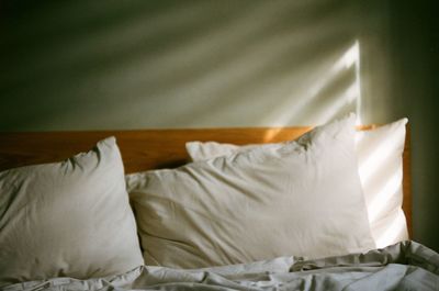 View of messy bed