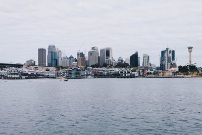 City skyline with river in background