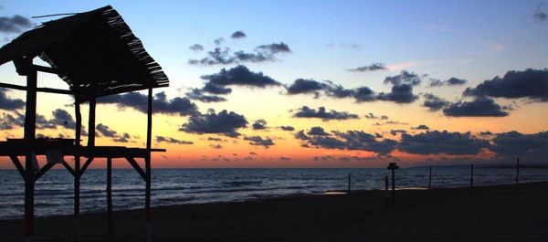 Scenic view of sea at sunset