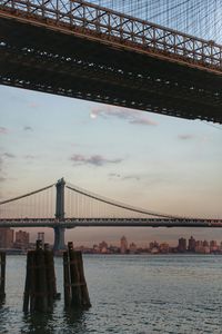 Suspension bridge over river