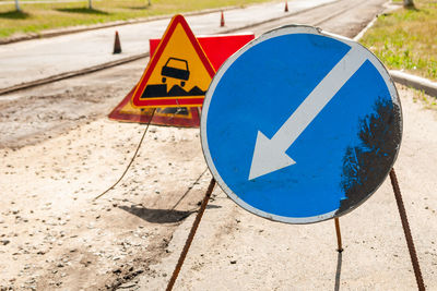 Road signs at construction site