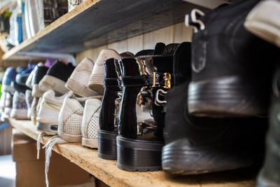 Close-up of shoes for sale