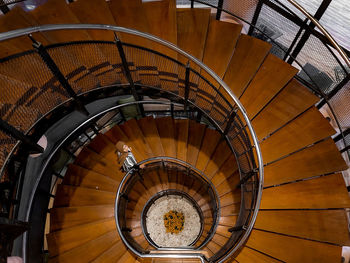 High angle view of spiral staircase