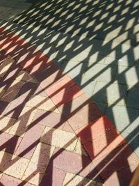 High angle view of shadow on street