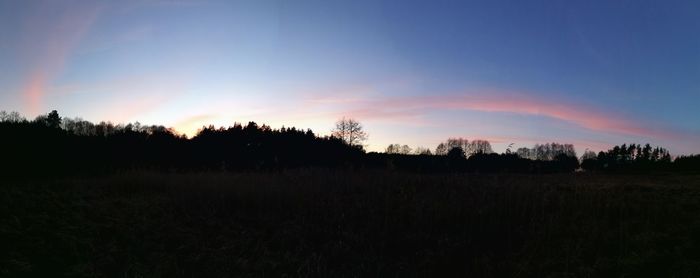 Silhouette trees against sky during sunset