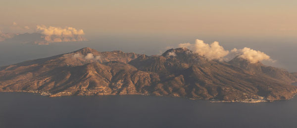 Scenic view of volcanic mountain against sky