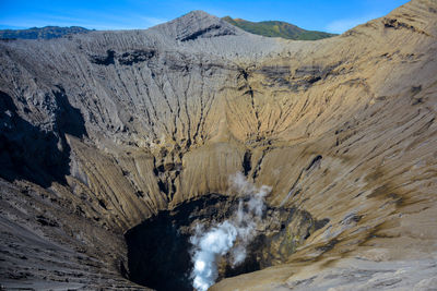 The hole and crater smoke mount bromo, indonesia