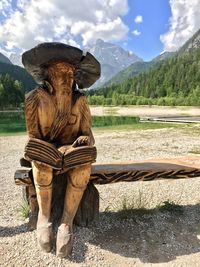 View of horse on mountain against sky