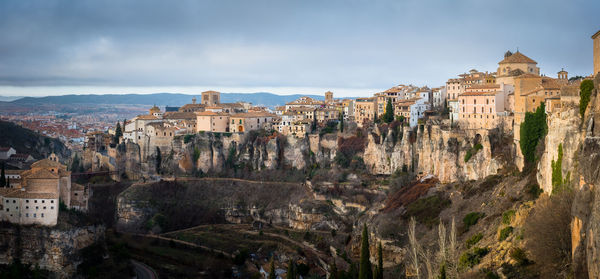 Panoramic view of historic buildings against sky