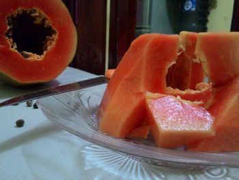 Close-up of pumpkin served in plate