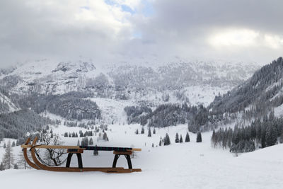 Panoramic view of snowcapped mountains against sky