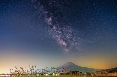 Scenic view of star field against sky at night