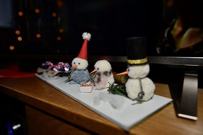 Close-up of toys on table