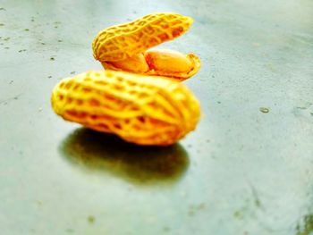 High angle view of orange on table