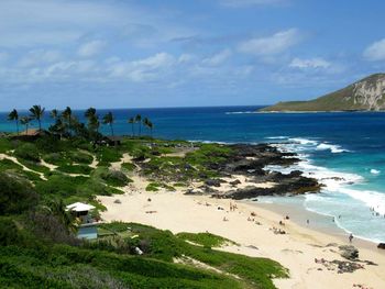 Scenic view of beach against sky