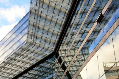 Low angle view of modern building against sky