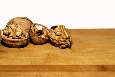 Close-up of wood against white background