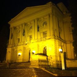 Architectural columns at night