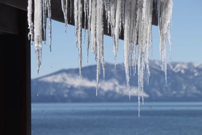 Ice melting forming icicles