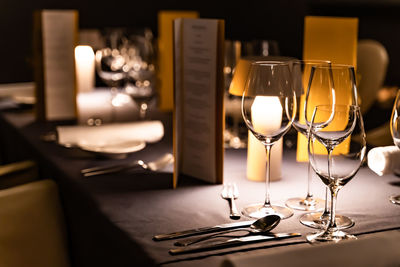 Tea light candles on table