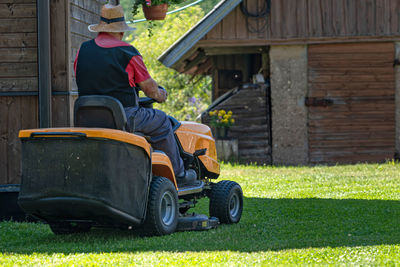 Man sitting on field