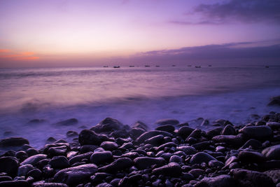 Scenic view of sea during sunset