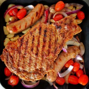 Close-up of seafood on barbecue grill