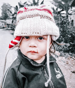 Portrait of cute girl in snow