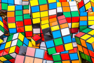 Full frame shot of colorful puzzle cubes